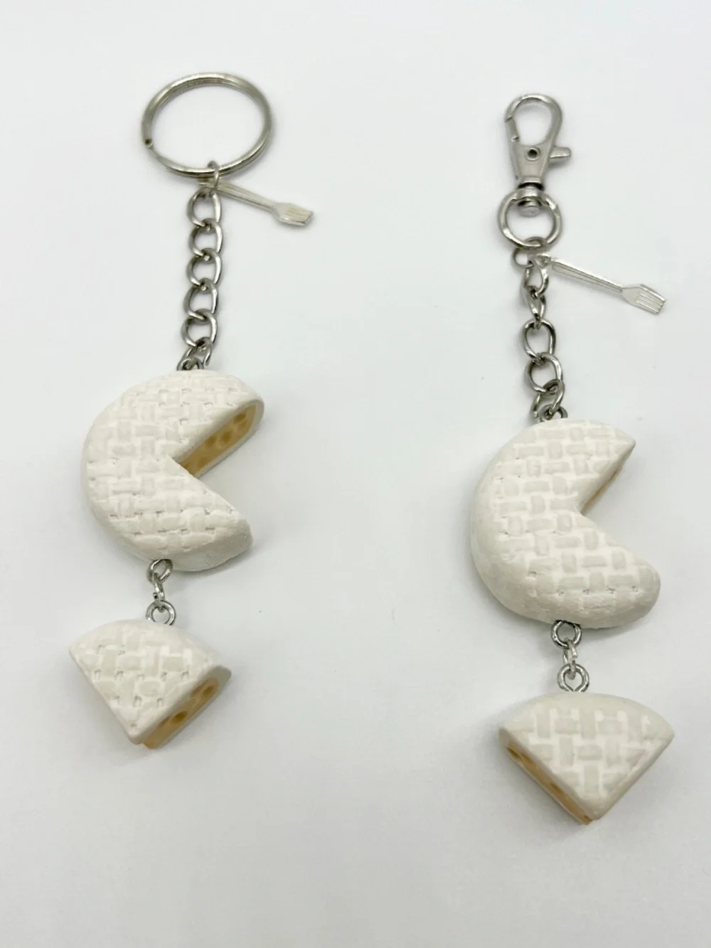 Brie & Gouda Cheese Keychain or Bag Clip | Handmade Cheese Rounds Accessory